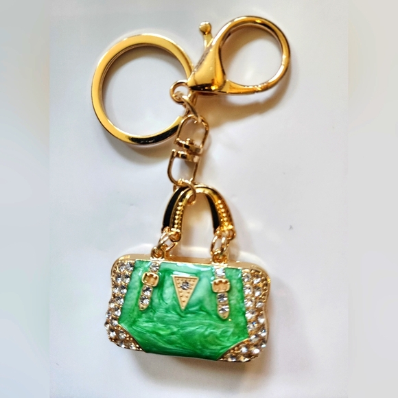 Accessories - Green & Gold Handbag Charm, Keychain